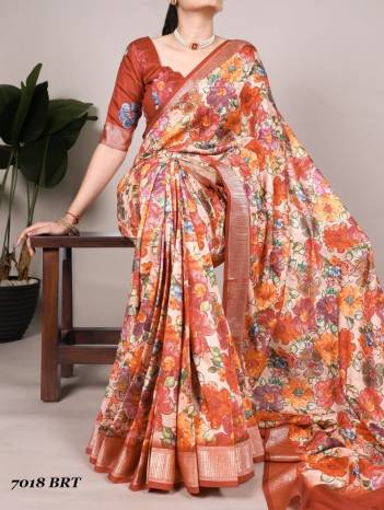 LNB 7018 DESIGNER PRINTED SILK SAREE WHOLESALER IN SURAT